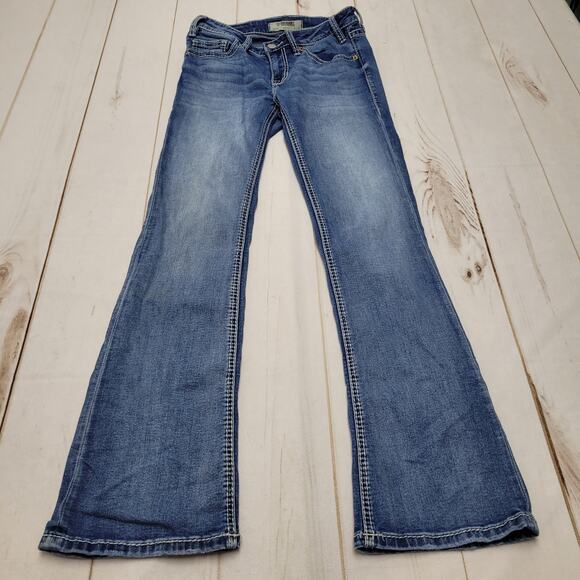 Rock & Roll denim bootcut mid rise cowgirl rodeo jeans leather - Picture 3 of 9